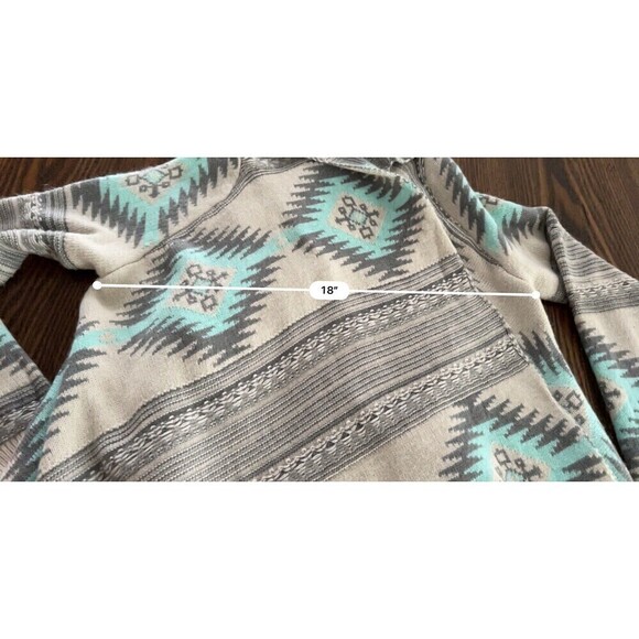Dreamers Open Front Cardigan Sweater Women’s Medium/ Large Tribal Print Aqua - Picture 11 of 16